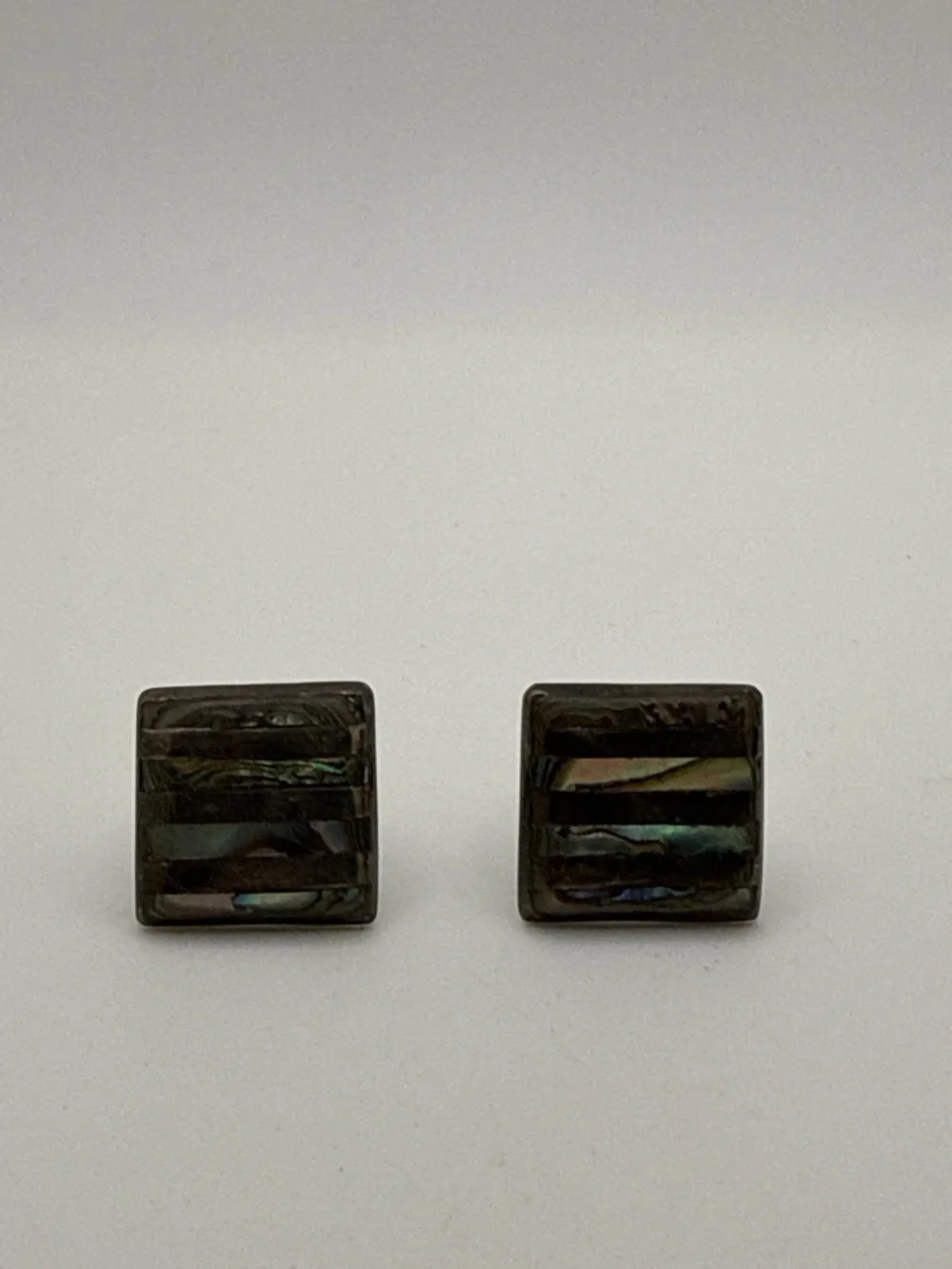 Iridescent Abalone Inlay Square Stud Earrings - Women Jewelry